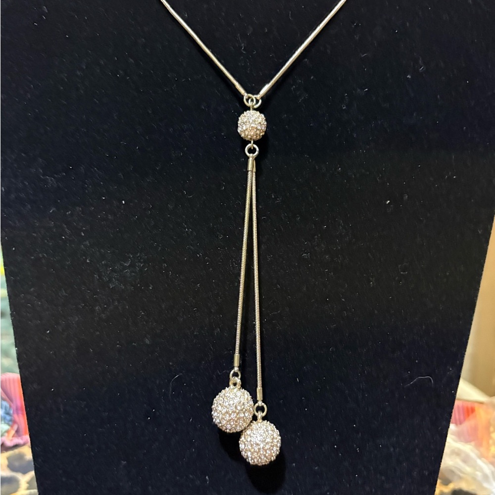 Elegant Silver Necklace with Swarovski Blink Ball style Crystal